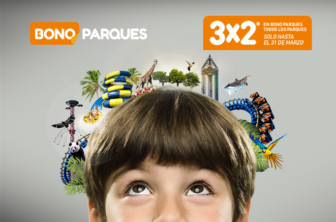 La mejor oferta de primavera. 3x2 en tu Bono Parques Todos los Parques